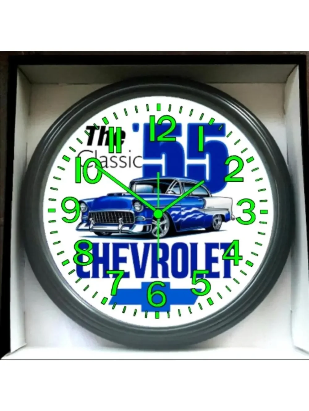 1955 Chevy Bel Air Glow In The Dark Wall Clock New!